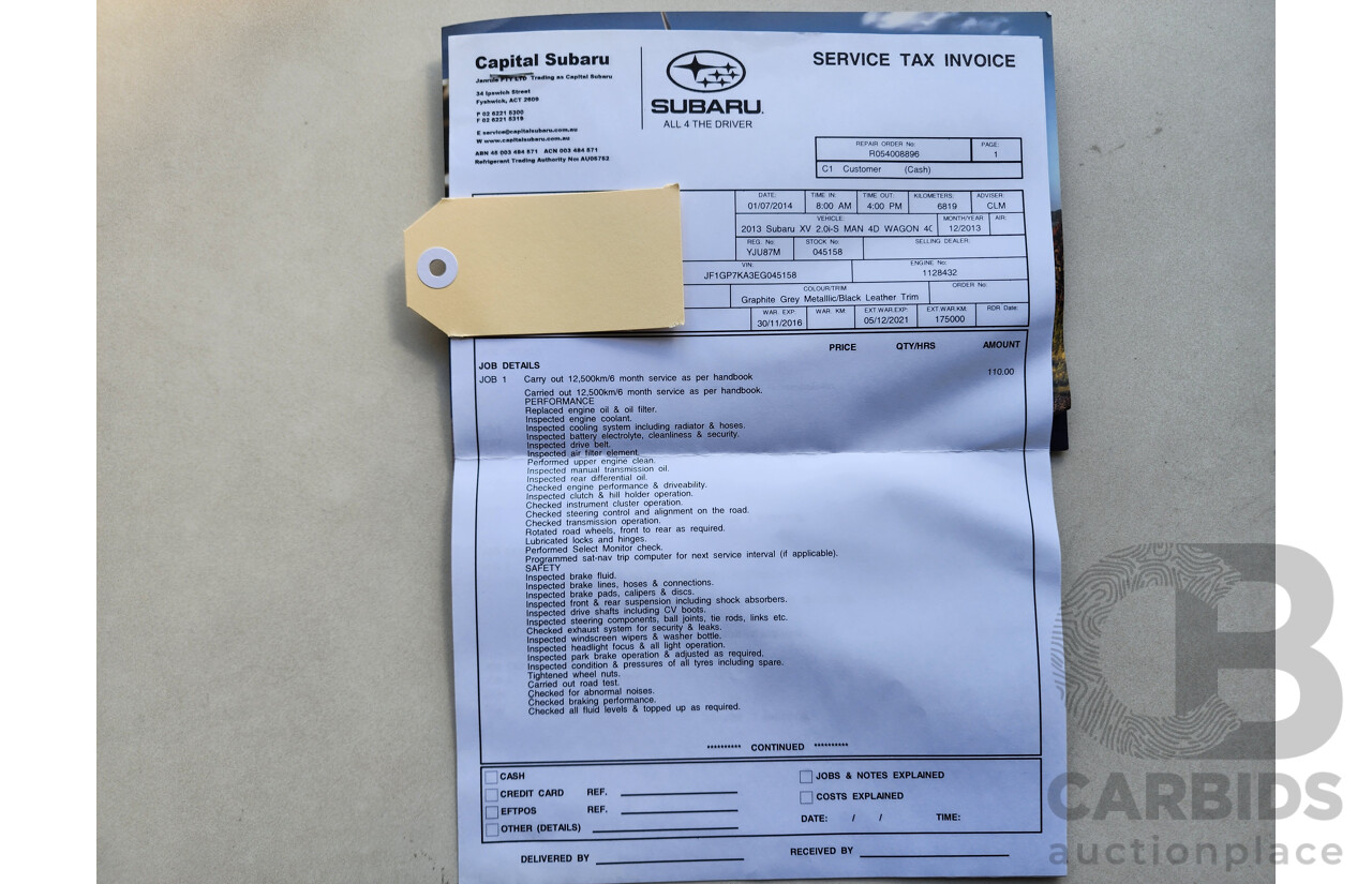 12/2013 Subaru XV 2.0i-S MY14 4d Wagon Grey 2.0L