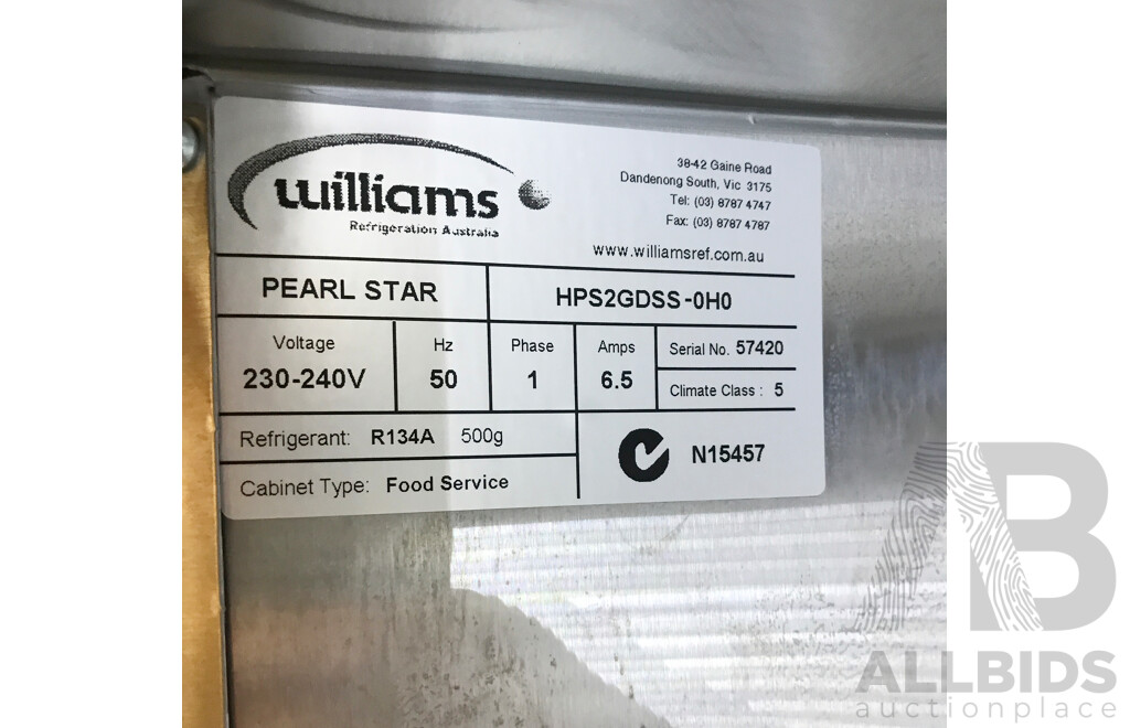Williams Pearl Star 2 Glass Door Upright Fridge