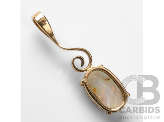 14ct Yellow Gold & Lightning Ridge Opal Pendant - 1.76gms