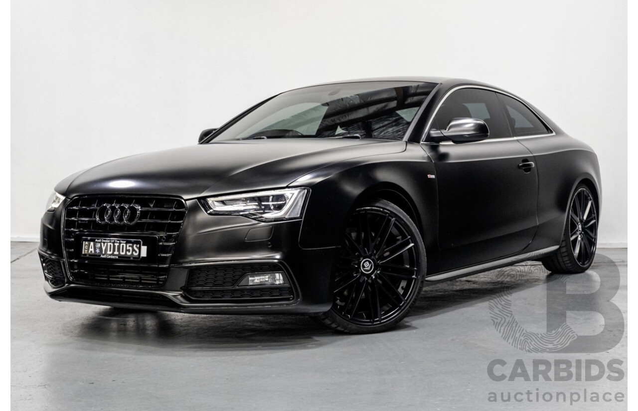5/2015 Audi A5 2.0 TFSI Quattro S-Line Pack (AWD) 8T MY15 2d Coupe Myth Black Metallic / Wrapped Black Turbo 2.0L