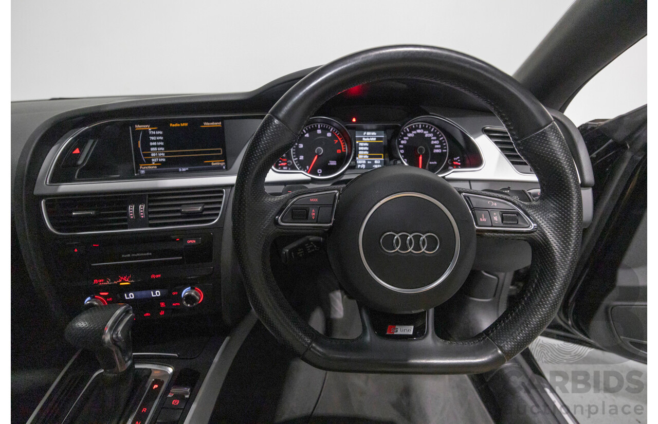 5/2015 Audi A5 2.0 TFSI Quattro S-Line Pack (AWD) 8T MY15 2d Coupe Myth Black Metallic / Wrapped Black Turbo 2.0L