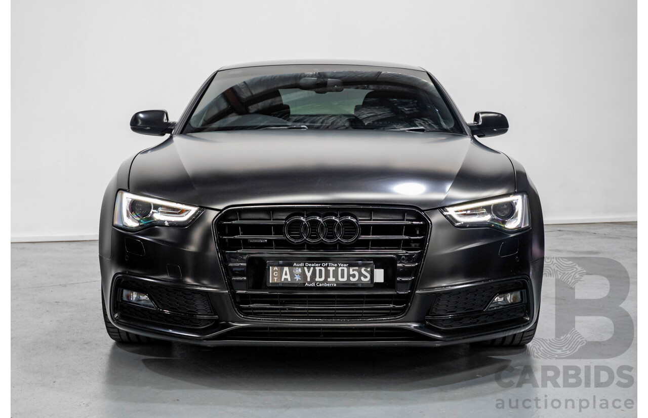 5/2015 Audi A5 2.0 TFSI Quattro S-Line Pack (AWD) 8T MY15 2d Coupe Myth Black Metallic / Wrapped Black Turbo 2.0L