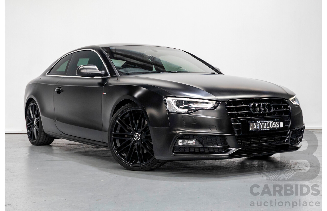 5/2015 Audi A5 2.0 TFSI Quattro S-Line Pack (AWD) 8T MY15 2d Coupe Myth Black Metallic / Wrapped Black Turbo 2.0L