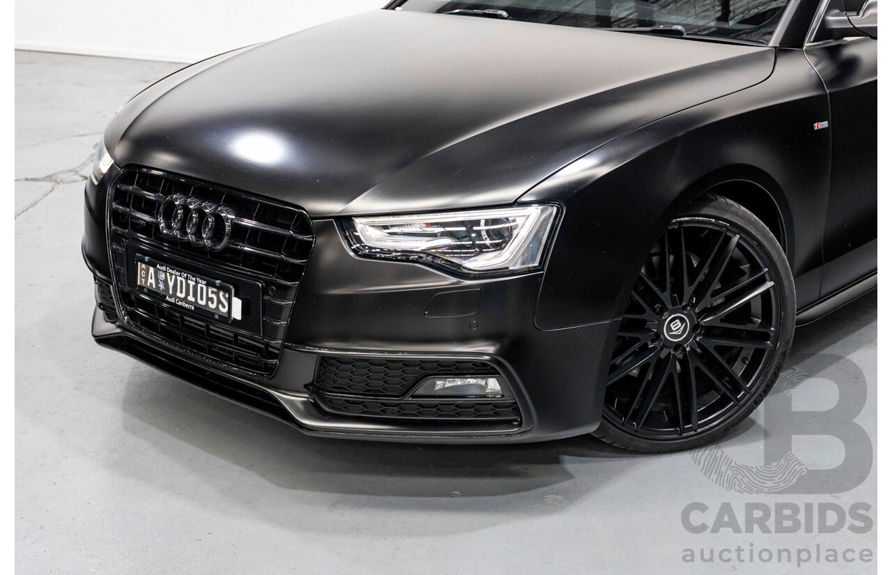 5/2015 Audi A5 2.0 TFSI Quattro S-Line Pack (AWD) 8T MY15 2d Coupe Myth Black Metallic / Wrapped Black Turbo 2.0L