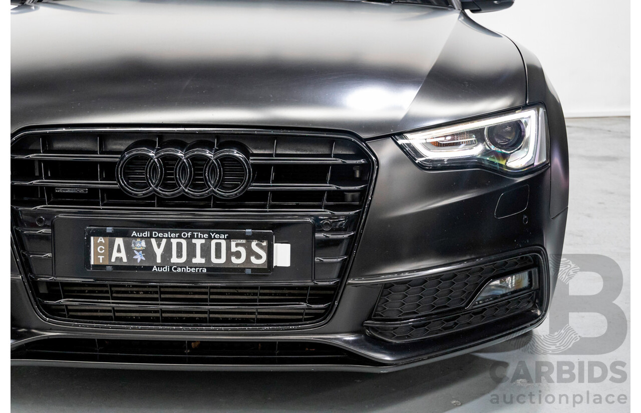 5/2015 Audi A5 2.0 TFSI Quattro S-Line Pack (AWD) 8T MY15 2d Coupe Myth Black Metallic / Wrapped Black Turbo 2.0L