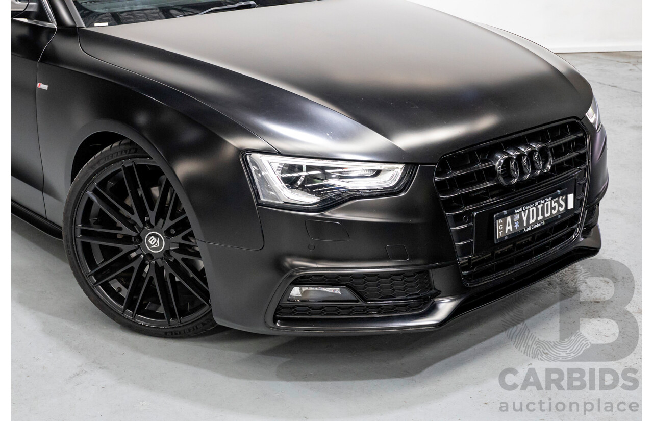 5/2015 Audi A5 2.0 TFSI Quattro S-Line Pack (AWD) 8T MY15 2d Coupe Myth Black Metallic / Wrapped Black Turbo 2.0L