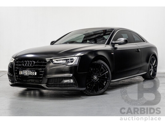 5/2015 Audi A5 2.0 TFSI Quattro S-Line Pack (AWD) 8T MY15 2d Coupe Myth Black Metallic / Wrapped Black Turbo 2.0L