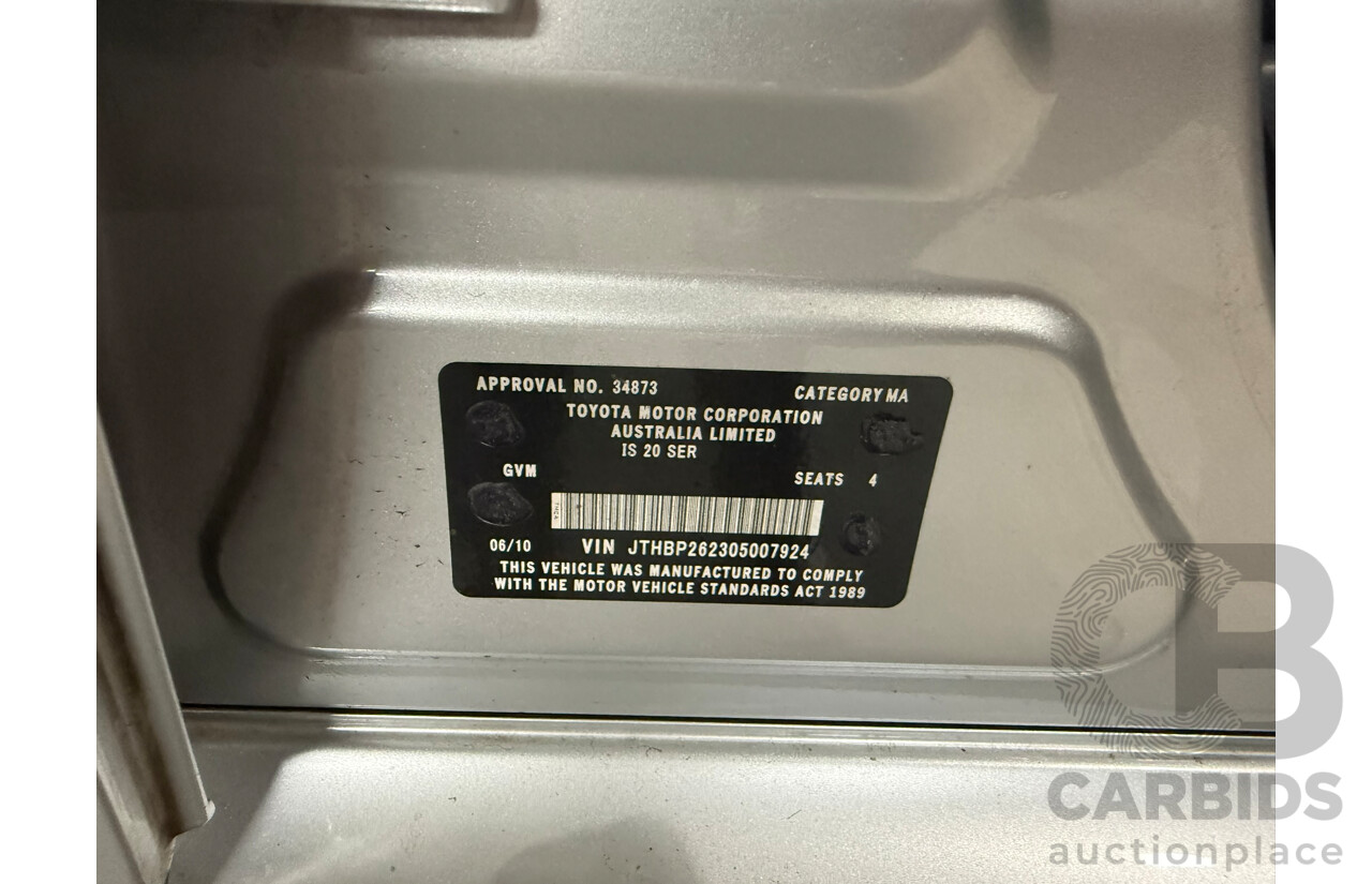 06/2010 Lexus IS F USE20R 09 Upgrade 4d Sedan Premium Silver Metallic V8 5.0L