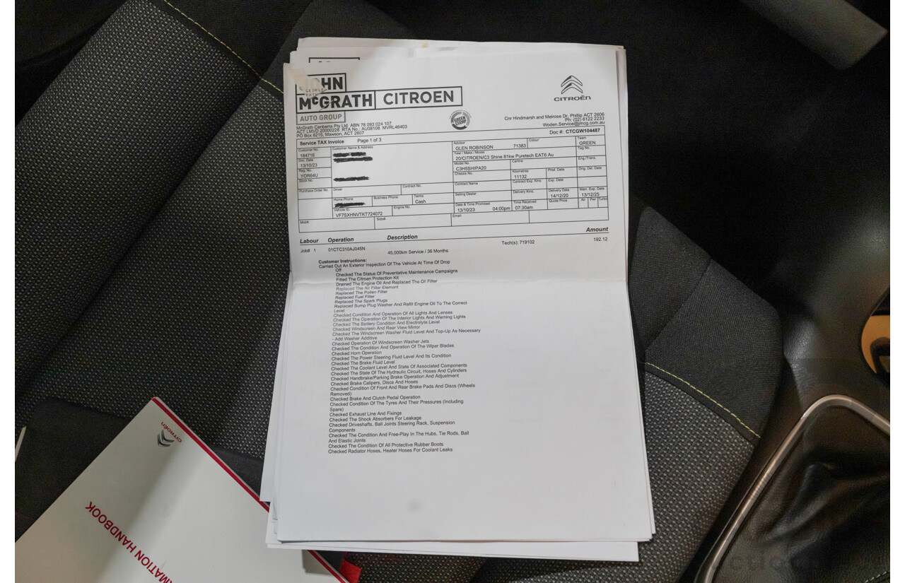 3/2020 Citroen C3 Shine B618 MY20 4d Hatchback White Turbo 1.2L