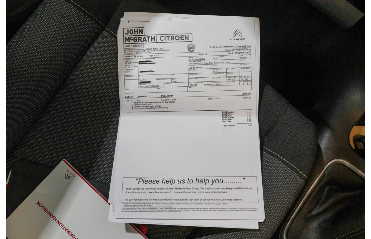 3/2020 Citroen C3 Shine B618 MY20 4d Hatchback White Turbo 1.2L