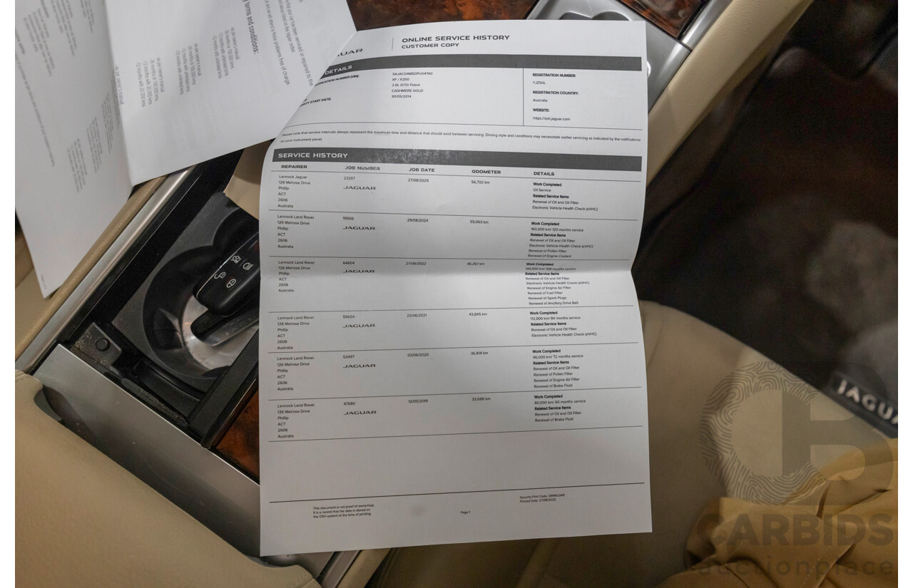 2013 Jaguar XF 2.0 Luxury MY13 4d Sedan Cashmere Gold Turbo 2.0L