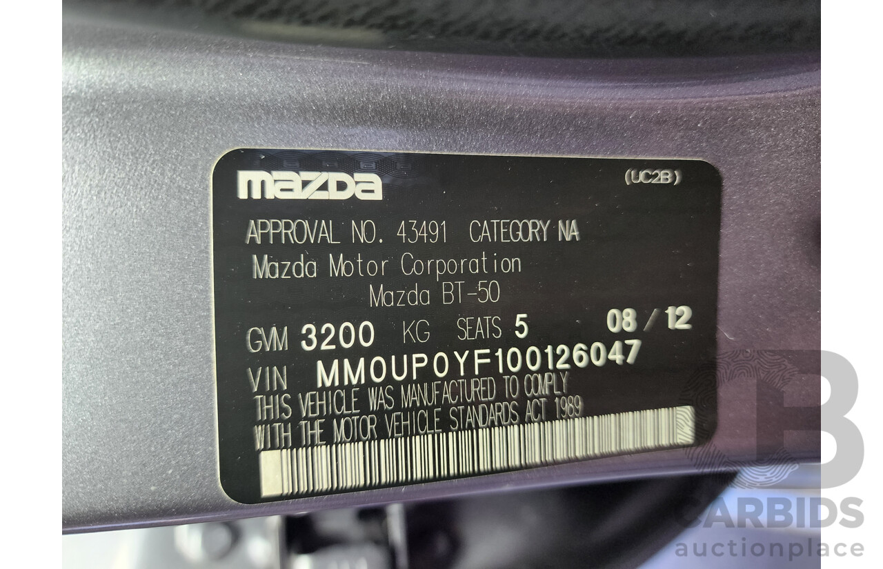 08/2012 Mazda Bt50 GT (4x4)  Dual Cab Utility Grey 3.2L