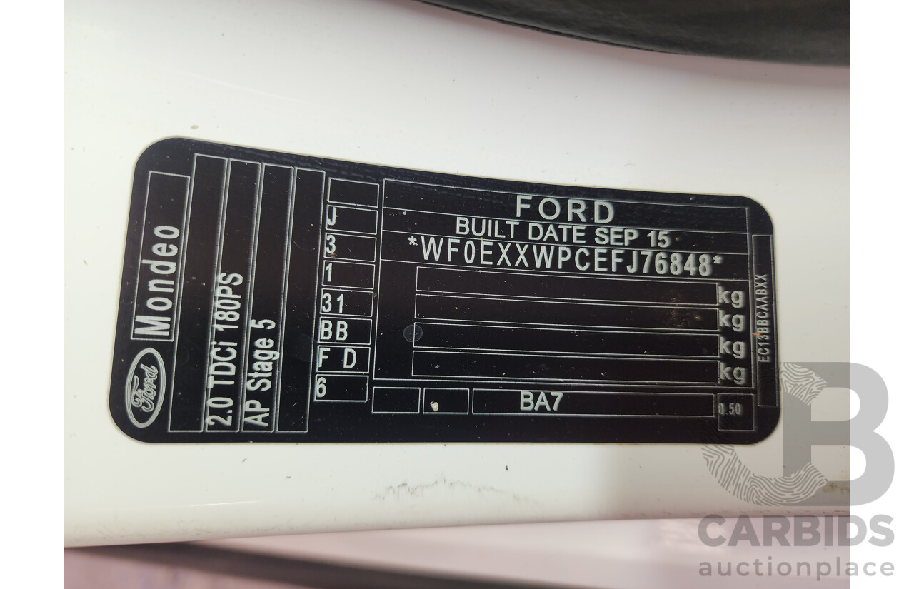 11/2015 Ford Mondeo Ambiente TDCi MD 5d Hatchback White 2.0L