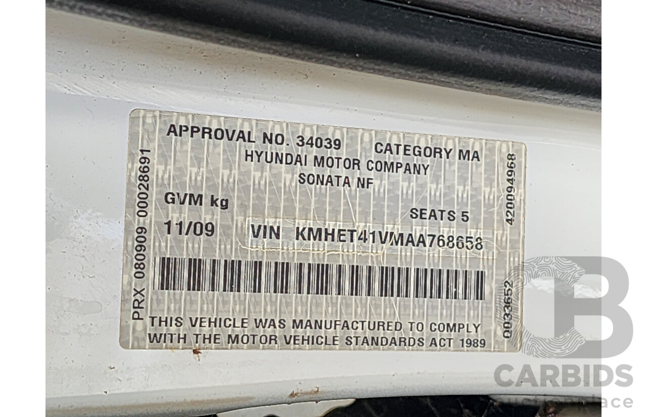 11/2009 Hyundai Sonata SLX NF MY09 4d Sedan White 2.0L