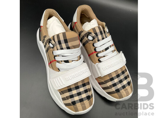 BURBERRY Check and Leather Sneakers
