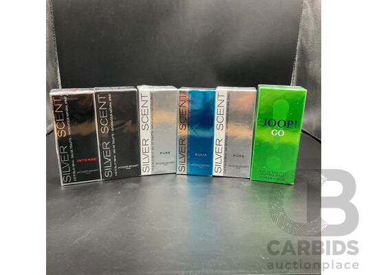 Assortment of Mens Colognes & Supplements (Silver Scent, Joop!, Swisse Ultiboost Sleep) Billabong Bag Included - LOT of 9