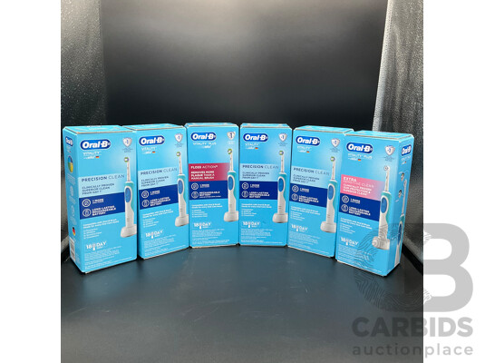 ORAL-B Vitality Electric Toothbrush (Brush Heads - Precision Clean, Floss Action & Extra Sensitive Clean) - LOT OF 6