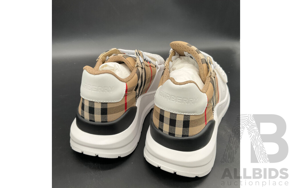 BURBERRY Check and Leather Sneakers
