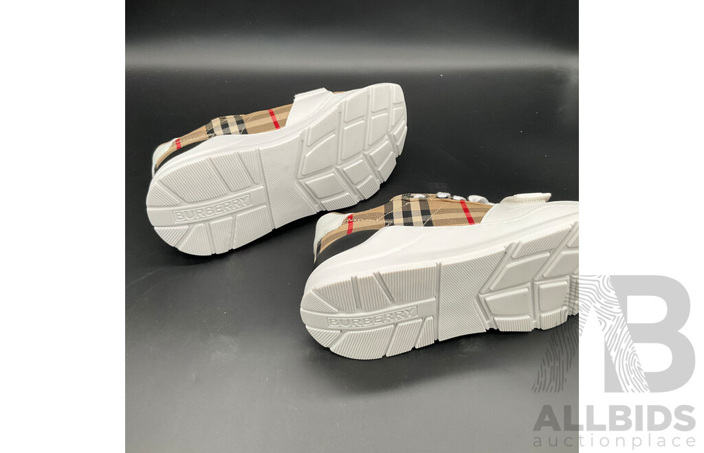 BURBERRY Check and Leather Sneakers