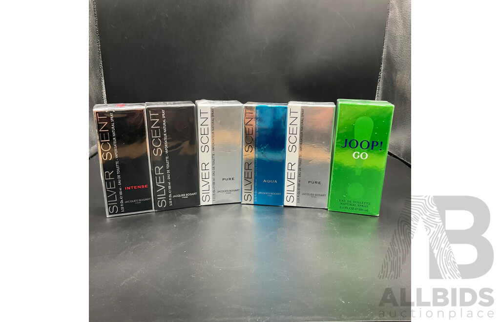 Assortment of Mens Colognes & Supplements (Silver Scent, Joop!, Swisse Ultiboost Sleep) Billabong Bag Included - LOT of 9