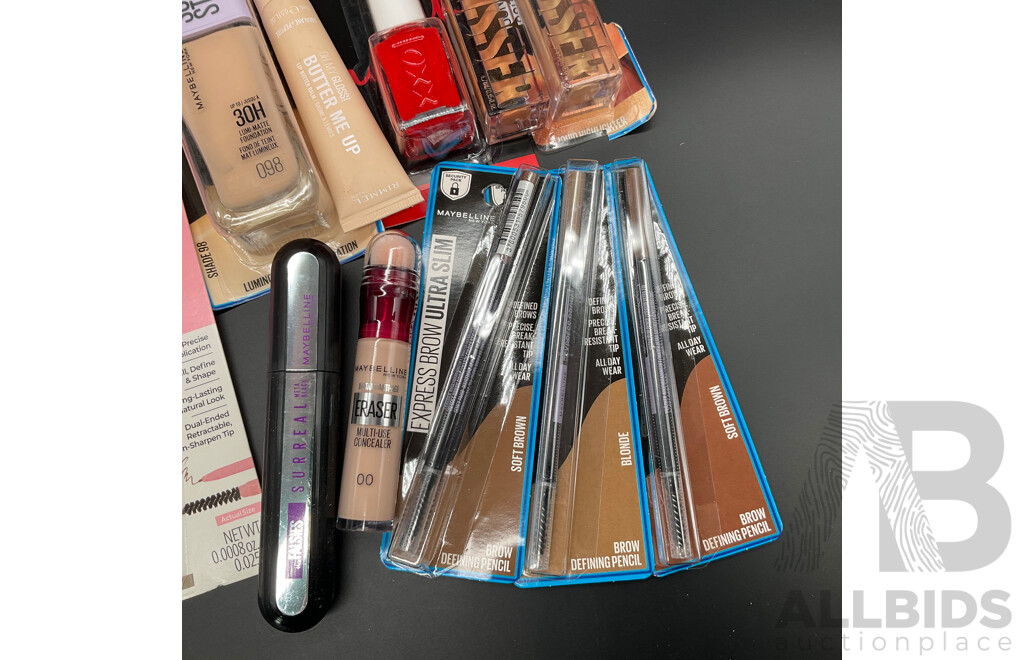 Bulk Lot - Assorted Makeup Items Including MCoBeauty, Maybelline, Other - Lot of 24
