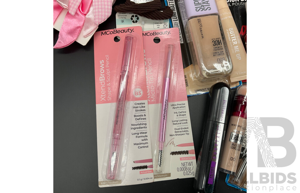 Bulk Lot - Assorted Makeup Items Including MCoBeauty, Maybelline, Other - Lot of 24