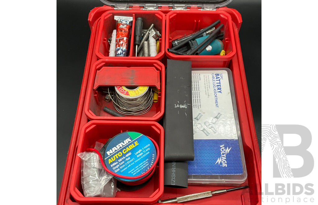 MILWAWKEE Packout Compact Low-Profile Organizer (48-22-8436) with Assortment of Electrical & Automotive Wiring Supplies