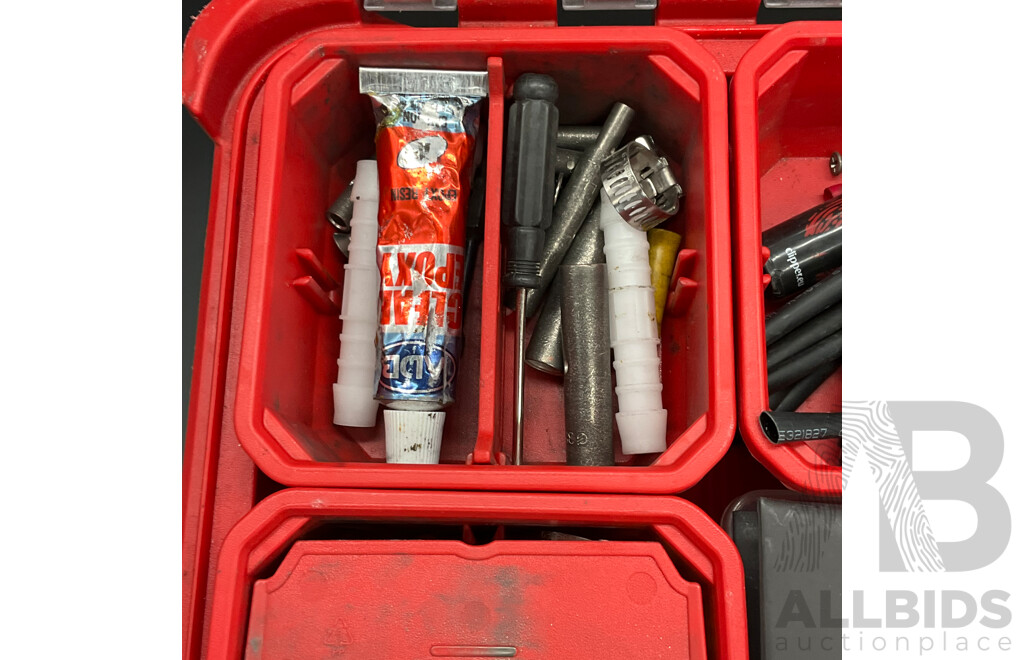 MILWAWKEE Packout Compact Low-Profile Organizer (48-22-8436) with Assortment of Electrical & Automotive Wiring Supplies