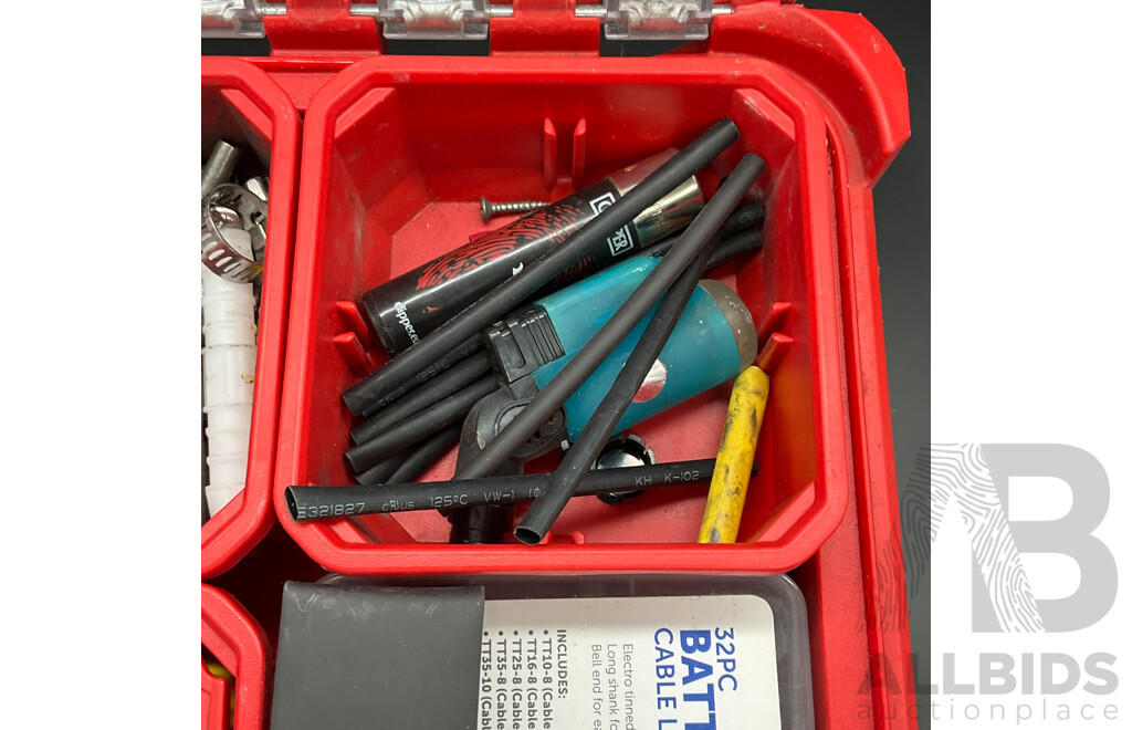 MILWAWKEE Packout Compact Low-Profile Organizer (48-22-8436) with Assortment of Electrical & Automotive Wiring Supplies