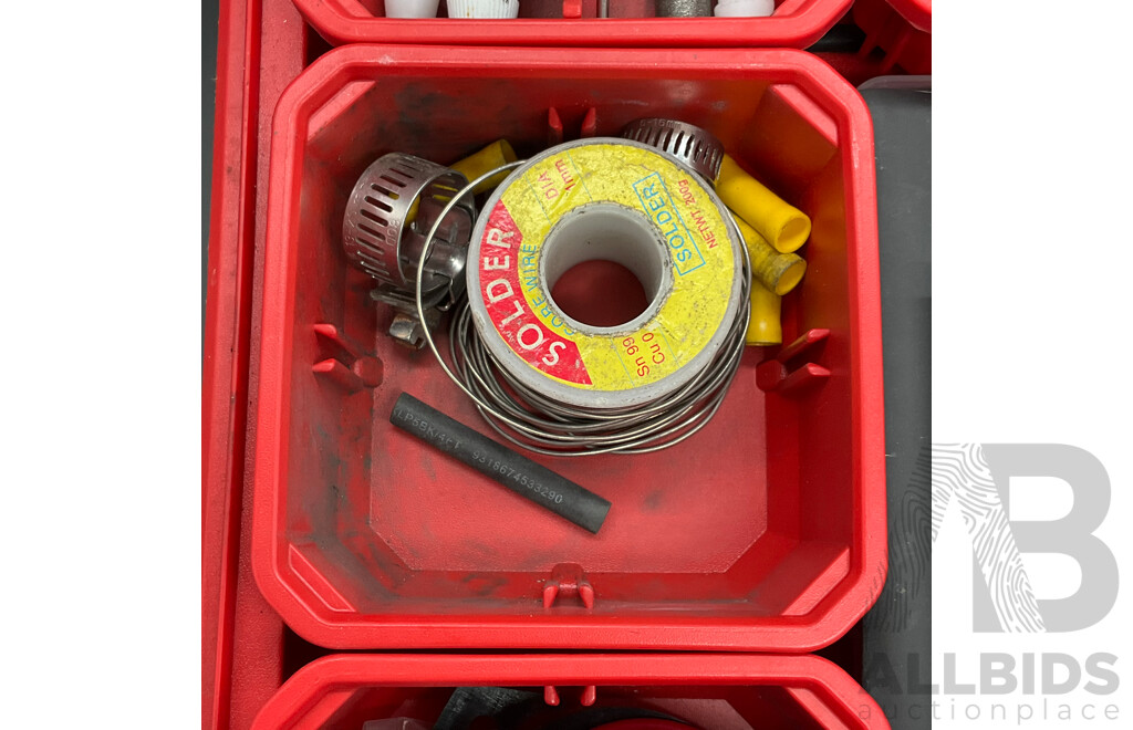 MILWAWKEE Packout Compact Low-Profile Organizer (48-22-8436) with Assortment of Electrical & Automotive Wiring Supplies
