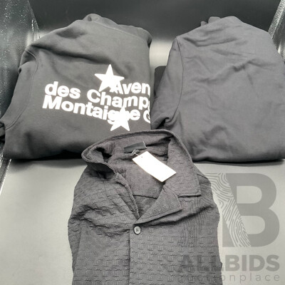 H&M Clothing (Mens Black Loose-fit Resort Shirt, Black Loose-fit Hooded Jacket & Loose Fit-zip-Through Hoodie Black/avenue Edition, Art. No. 1289806001) - LOT of 3