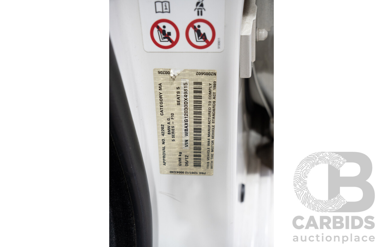 06/2012 BMW 520i F10 MY12 4d Sedan White Turbo 2.0L