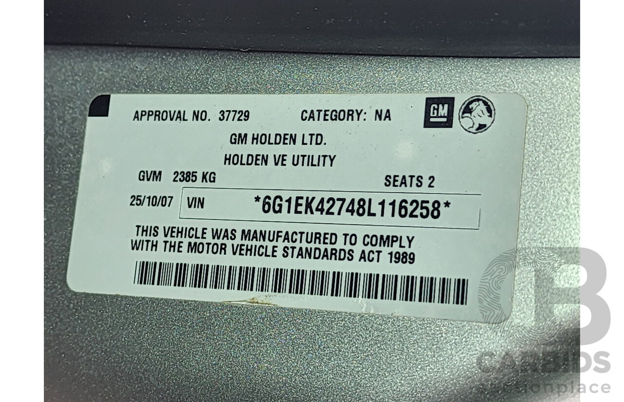 10/2007 Holden Commodore SV6 VE Utility Silver 3.6L