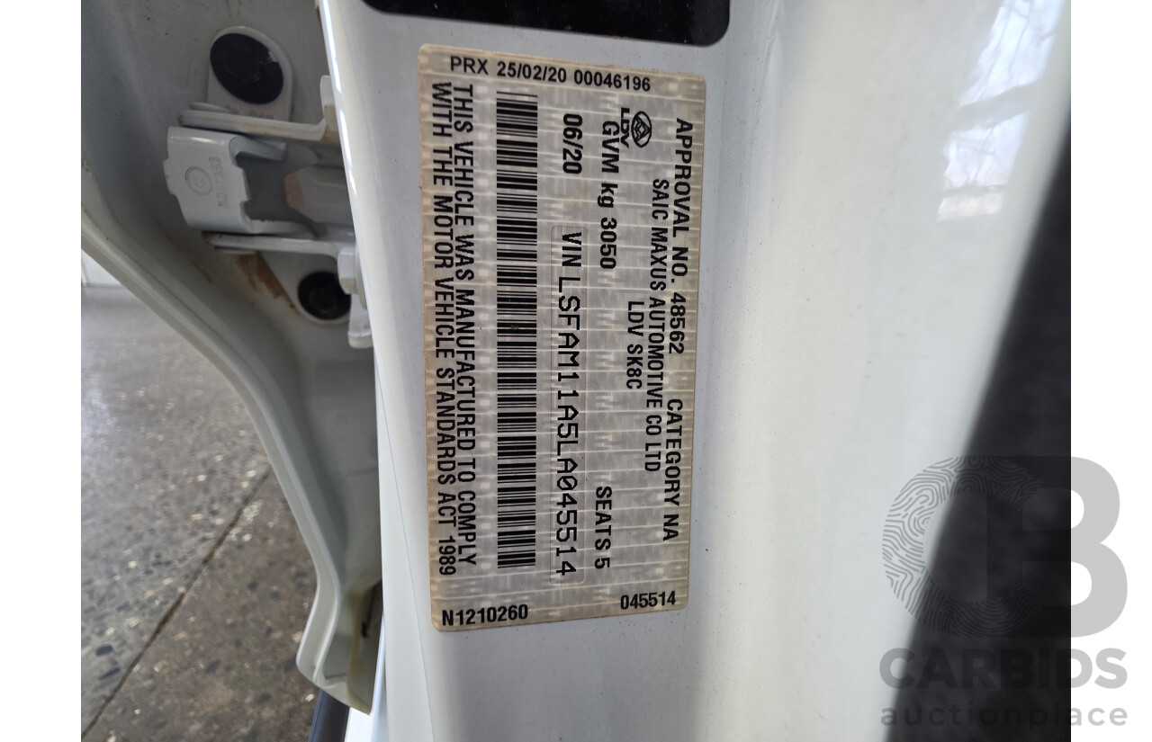 06/2020 LDV T60 PRO (4x4) SK8C Double Cab Utility White 2.8L
