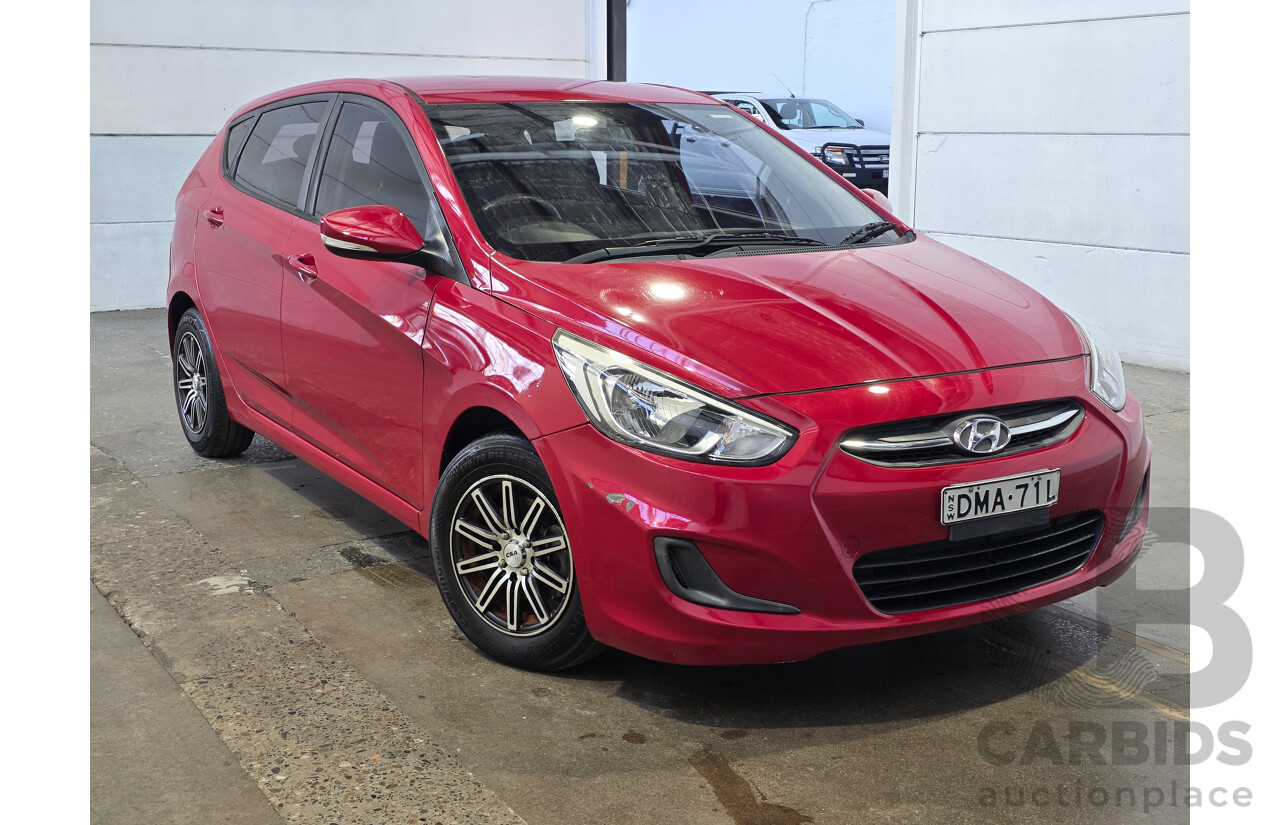 10/2016 Hyundai Accent ACTIVE RB4 MY16 5d Hatchback Red 1.4L