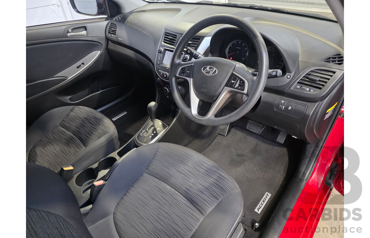 10/2016 Hyundai Accent ACTIVE RB4 MY16 5d Hatchback Red 1.4L