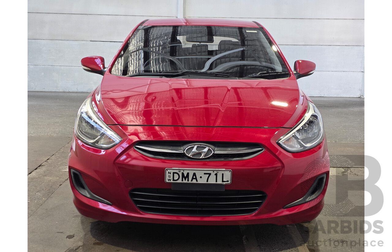 10/2016 Hyundai Accent ACTIVE RB4 MY16 5d Hatchback Red 1.4L