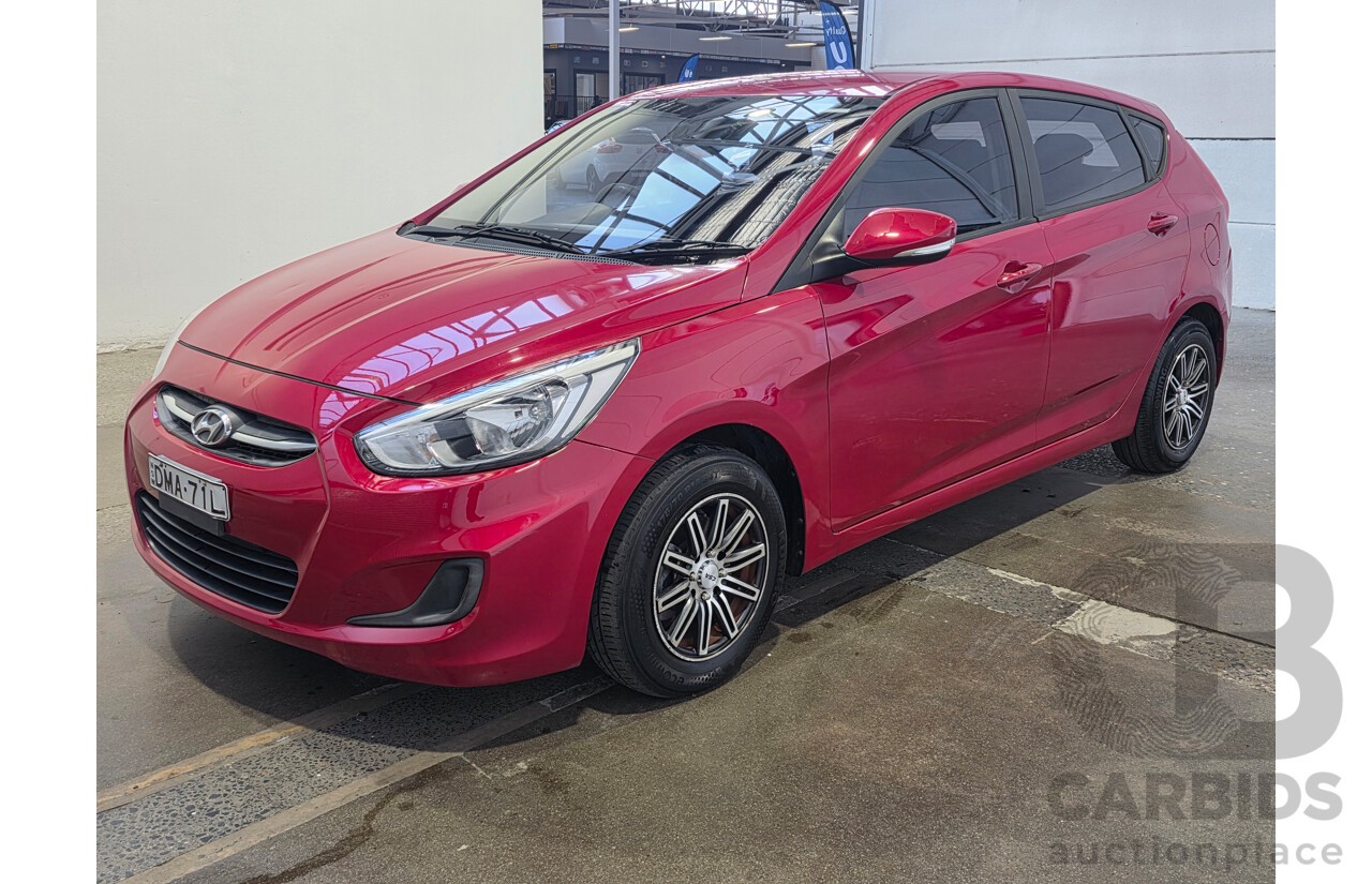 10/2016 Hyundai Accent ACTIVE RB4 MY16 5d Hatchback Red 1.4L