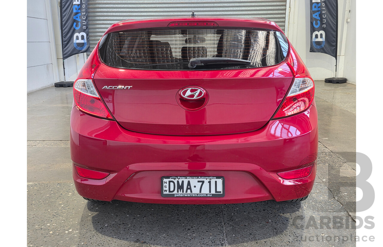 10/2016 Hyundai Accent ACTIVE RB4 MY16 5d Hatchback Red 1.4L