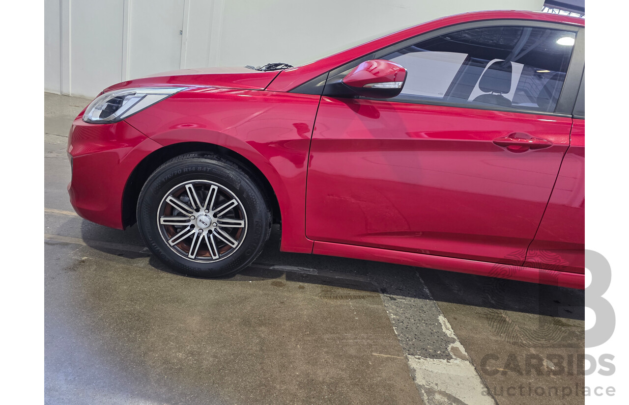10/2016 Hyundai Accent ACTIVE RB4 MY16 5d Hatchback Red 1.4L