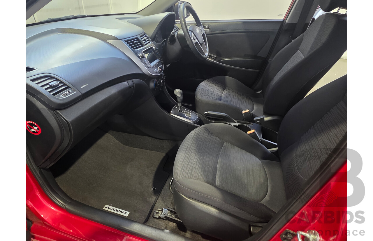 10/2016 Hyundai Accent ACTIVE RB4 MY16 5d Hatchback Red 1.4L