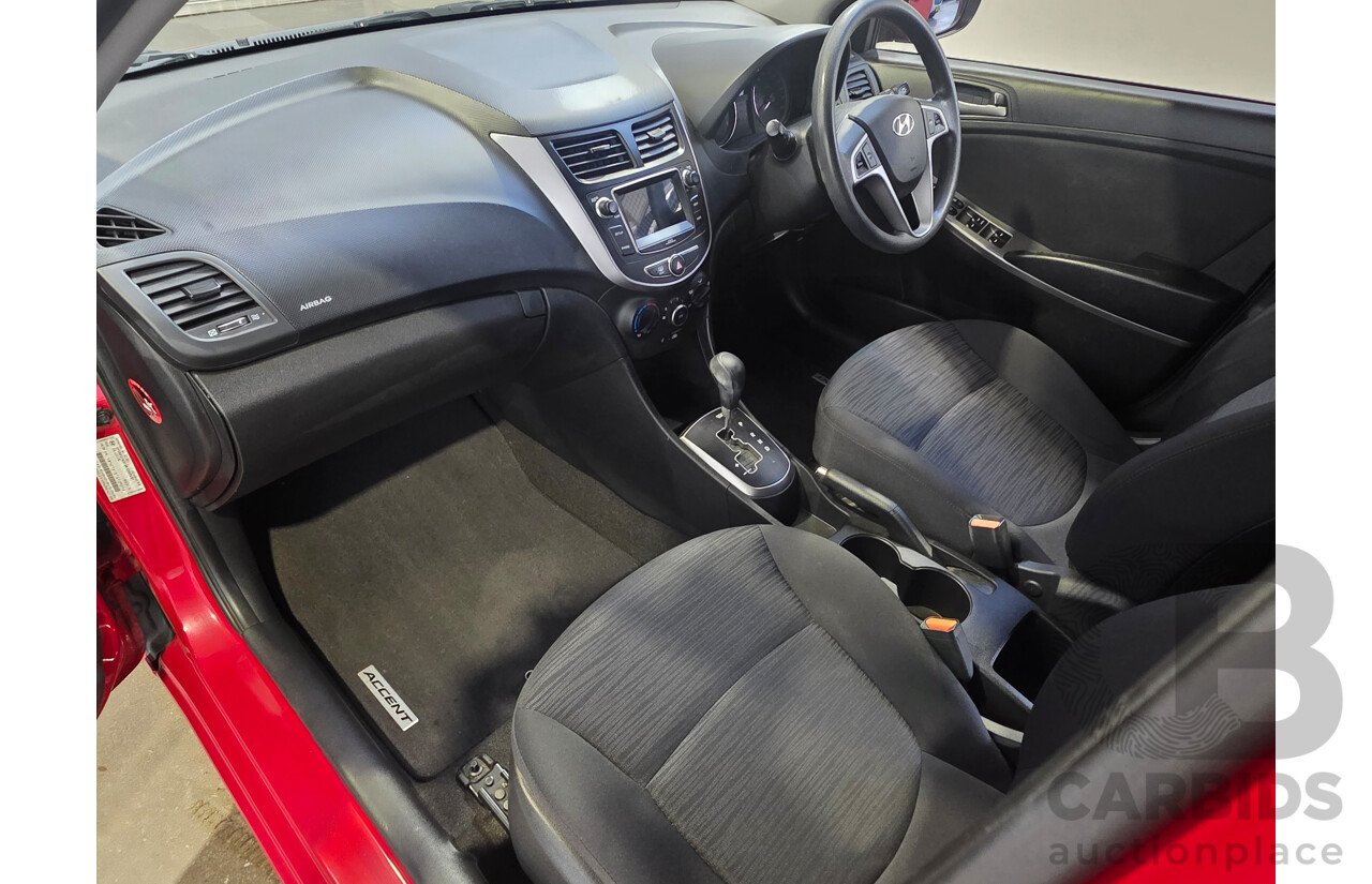 10/2016 Hyundai Accent ACTIVE RB4 MY16 5d Hatchback Red 1.4L