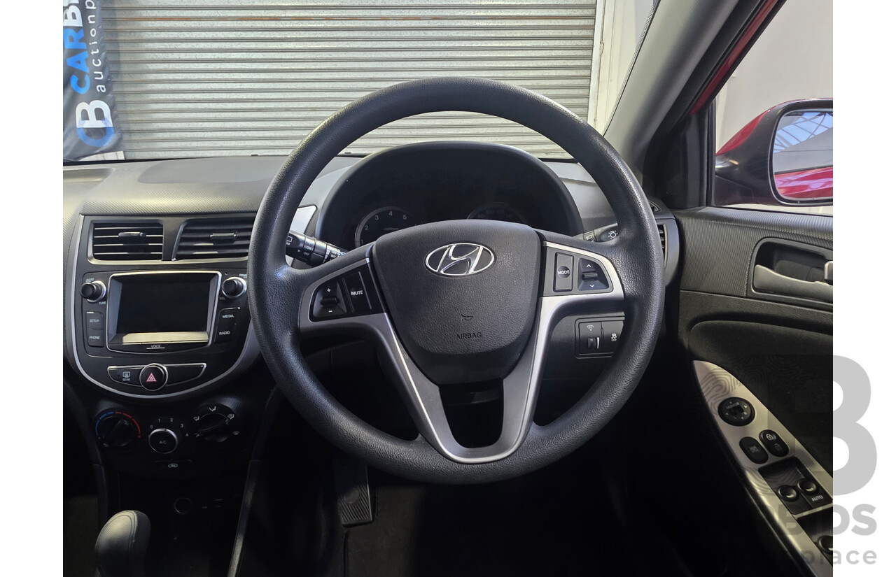 10/2016 Hyundai Accent ACTIVE RB4 MY16 5d Hatchback Red 1.4L