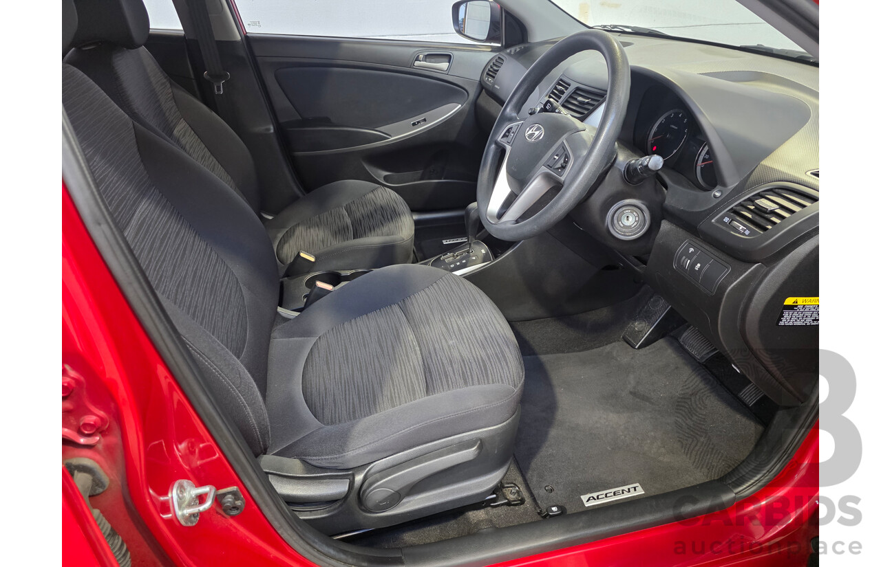10/2016 Hyundai Accent ACTIVE RB4 MY16 5d Hatchback Red 1.4L