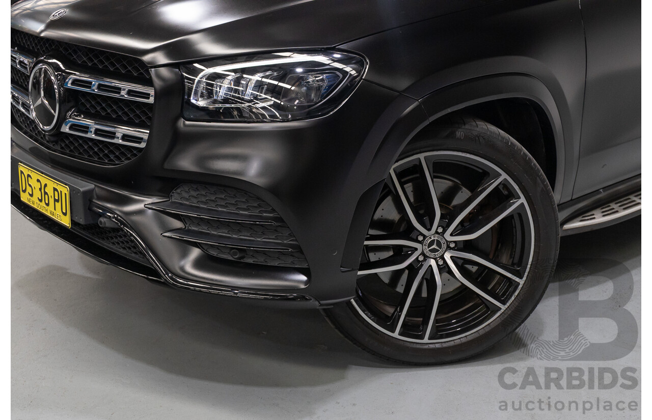 9/2021 Mercedes-Benz GLS 400d 4MATIC (AWD) X167 4d Wagon Obsidian Black Metallic / Wrapped Black Twin Turbo Diesel 2.9L