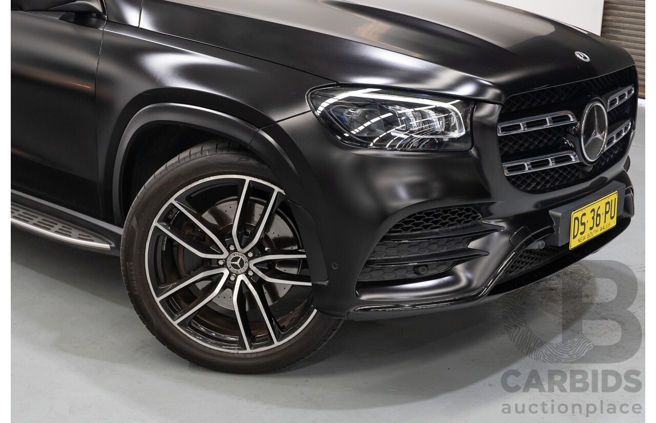 9/2021 Mercedes-Benz GLS 400d 4MATIC (AWD) X167 4d Wagon Obsidian Black Metallic / Wrapped Black Twin Turbo Diesel 2.9L