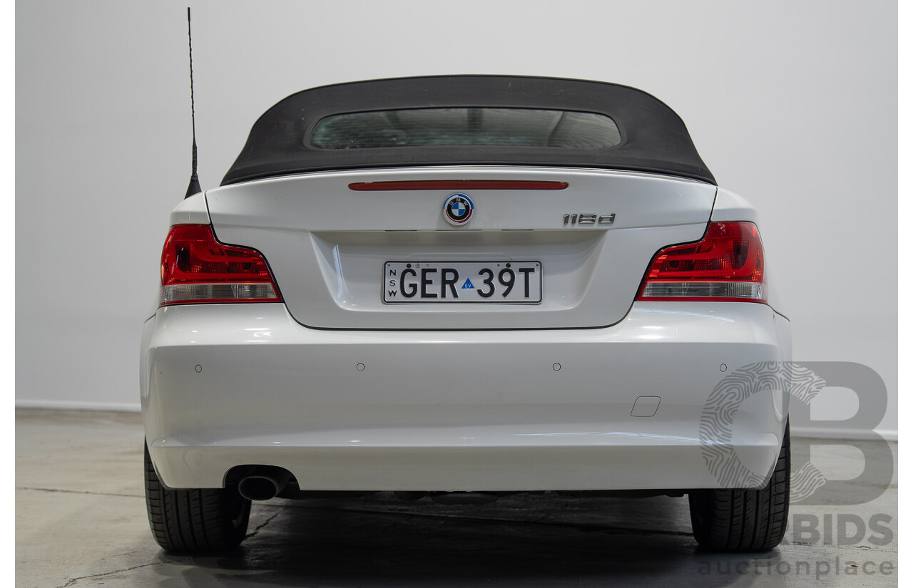 11/2012 BMW 118d E88 MY12 UPDATE 2d Convertible White 2.0L