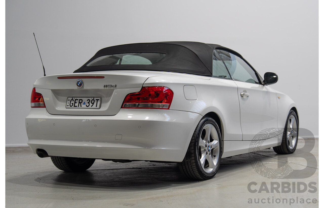 11/2012 BMW 118d E88 MY12 UPDATE 2d Convertible White 2.0L