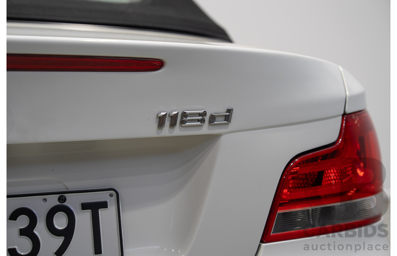 11/2012 BMW 118d E88 MY12 UPDATE 2d Convertible White 2.0L