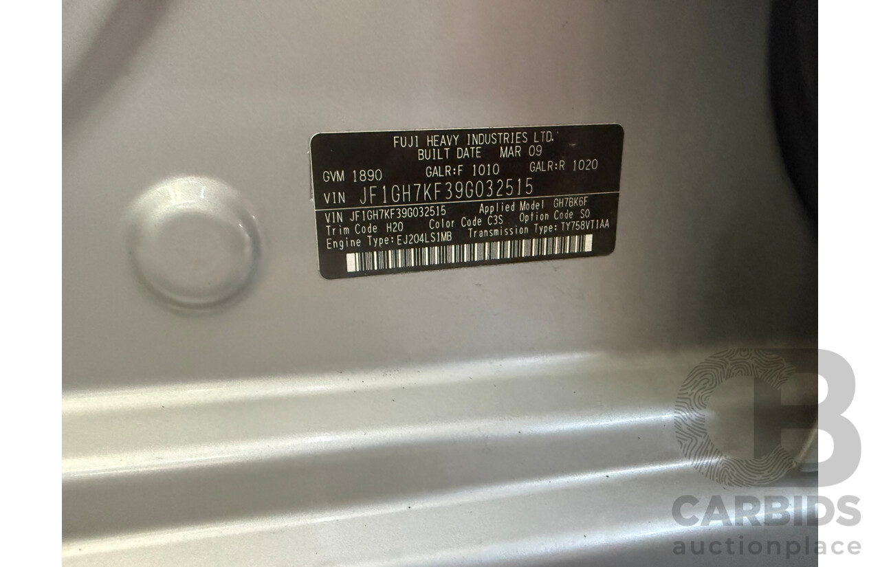 06/2009 Subaru Impreza RX (AWD) MY09 5d Hatchback Silver 2.0L
